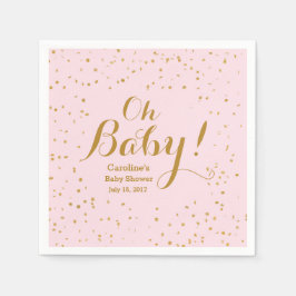 Åh Baby! Rosa & Guld konfetti babyskor Napkins Pappersservett