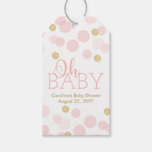 Åh Baby Rosa Guld Konfetti Tack Presentetikett