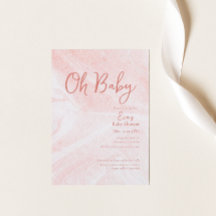 Åh Baby Rosa Marble Girl Baby Shower-inbjudan