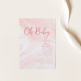 Åh Baby Rosa Marble Girl Baby Shower-inbjudan Inbjudningar