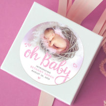 Åh Baby Rosa Modern Sweet Girl Birth Photo Chic