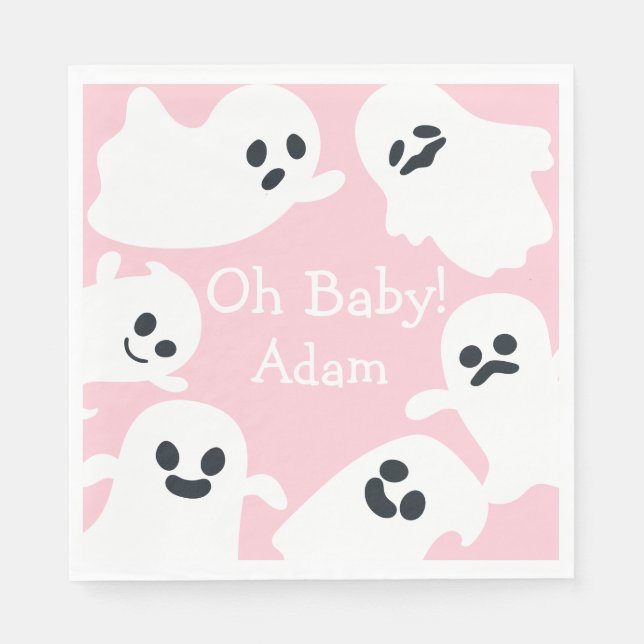 Åh Baby! Rosa & White Halloween Fall Baby Shower Pappersservett (Framsidan)