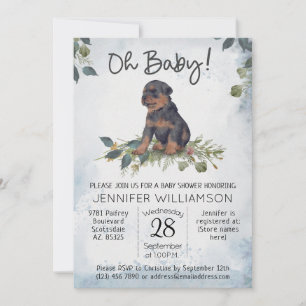 Åh Baby! Rottweiler Puppy Hund Baby Shower Inbjudningar