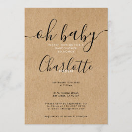 Åh Baby Rustic Kraft Baby Shower / Sprinkle Inbjudningar