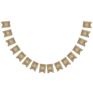 Åh Baby! Rustic Kraft Blommigt Wand Baby Shower Vimplar