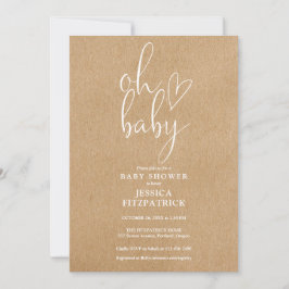 Åh Baby Rustic Kraft Boho alla i en babyskabb Inbjudningar