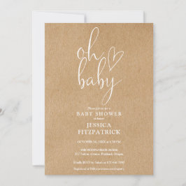 Åh baby rustic kraft könsneutrala baby shower-inbj inbjudningar