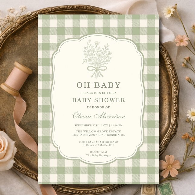 Åh Baby Rutig Baby Shower Inbjudningar (Skapare uppladdad)