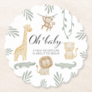 Åh Baby Safari Djur Baby Shower Dschungel Grönska Underlägg Papper
