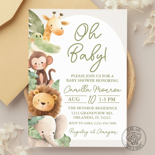 Åh Baby Safari Djurung Invitation Inbjudningar (Skapare uppladdad)