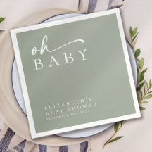 Åh Baby Sage Grönt minimalist Baby Shower