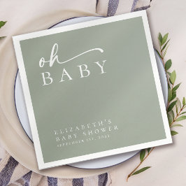 Åh Baby Sage Grönt minimalist Baby Shower Pappersservett