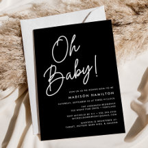 Åh Baby Script Black Minimalist Baby Shower