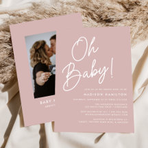 Åh Baby Script Dusty Rose Foto Bebis Shower