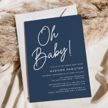 Åh Baby Script Marin Minimalistisk Bebis Shower