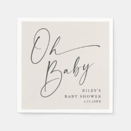 Åh Baby Script Modern Könsneutrala Baby Shower Pappersservett