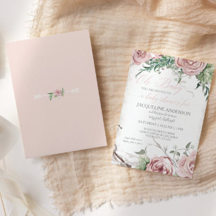 Åh Baby Shower Flicka BOHO Akvarell Blomster Krona Inbjudningar