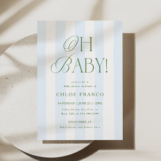 Åh baby shower inbjudan Klassiska Preppy-ränder