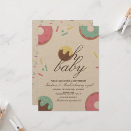 Åh Baby Shower Söt Cake Pop Donut Inbjudningar