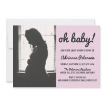 Åh Baby Simple Rosa Baby Shower Foto Chevron