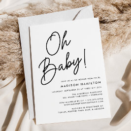 Åh Baby skript - minimalistisk babydusch Inbjudningar