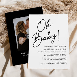 Åh Baby skript - minimalistiskt foto babydusch Inbjudningar