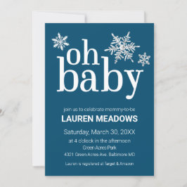 Åh Baby Snöflinga Vinter Baby Shower Inbjudan