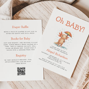 Åh Baby Söt Axolotl QR-kod Baby Shower Inbjudningar