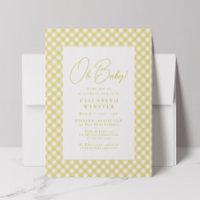 Åh baby söt gul gingham neutral baby shower