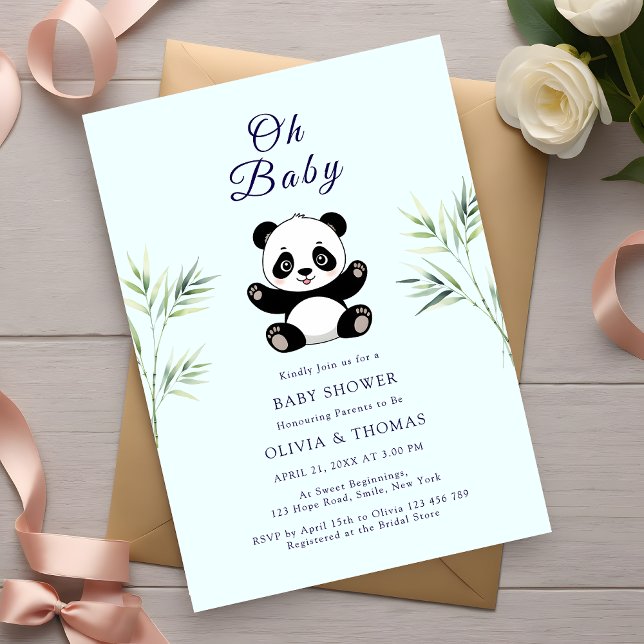 Åh Baby Söt Liten Panda Baby Shower Inbjudningar (Skapare uppladdad)