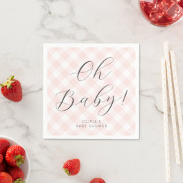 Åh Baby! Söt  Rosa Gingham Baby Shower Pappersservett