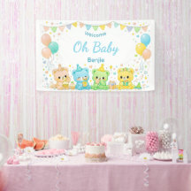 Åh Baby Söta Pastellbjörnar Baby Shower Pojkflicka