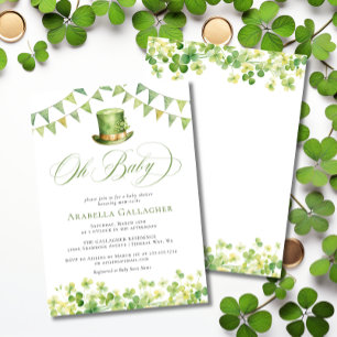 Åh Baby St. Patrick's Day Grön Bebis Shower Inbjudningar