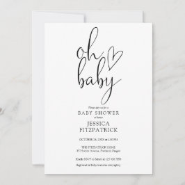Åh Baby Svart Och Vit Könsneutral Baby Shower Inbjudningar