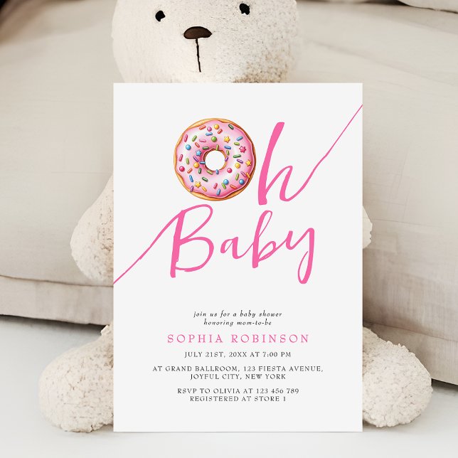 Åh Baby Sweet donuts minimalist Girl Baby Shower Inbjudningar (Skapare uppladdad)