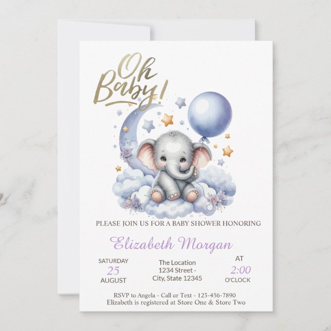 Åh Baby Teddy Bear Baby Shower   Inbjudningar (Framsida)