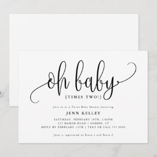 Åh Baby Times Two, Twillingar, babyskor för kallig Inbjudningar