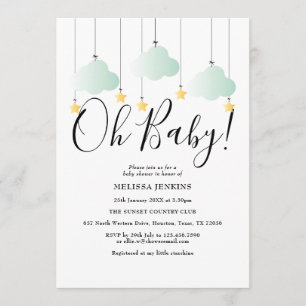 Åh baby, twinkle twinkle, grön baby shower-fest inbjudningar