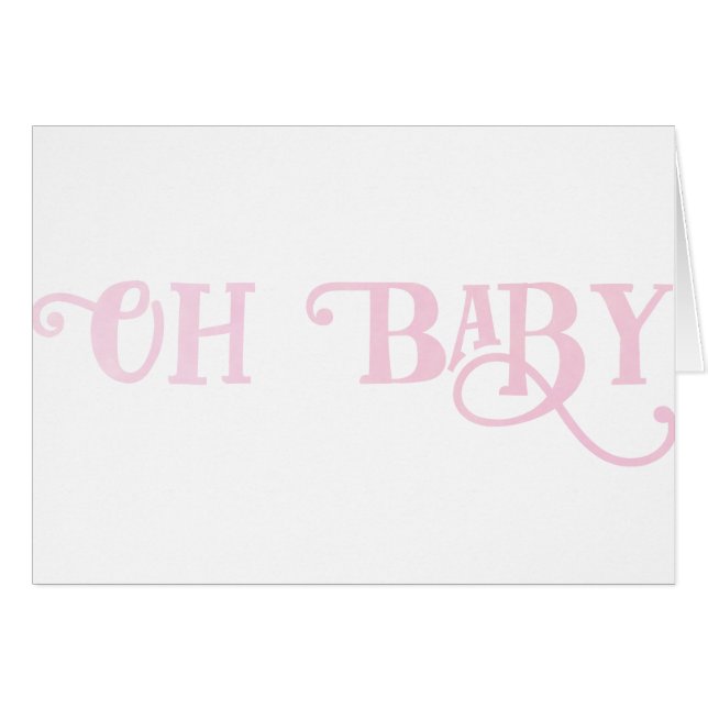 Åh Baby TYPOgrafi Rosa Tjejig Tjej OBS Kort (Framsidan Horizontal)