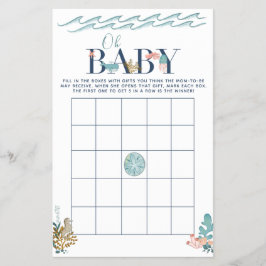 Åh Baby under Sea Baby Shower Bingo Game Flygblad