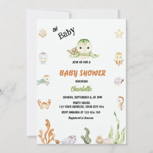 Åh Baby under Sea Baby Shower Inbjudningar