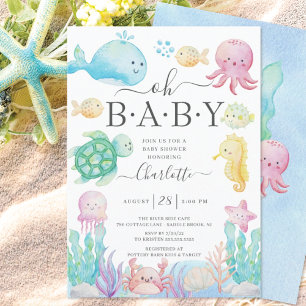 Åh Baby under Sea Baby Shower Inbjudningar