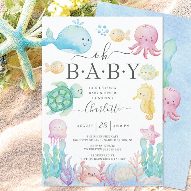 Åh Baby under Sea Baby Shower Inbjudningar (Skapare uppladdad)
