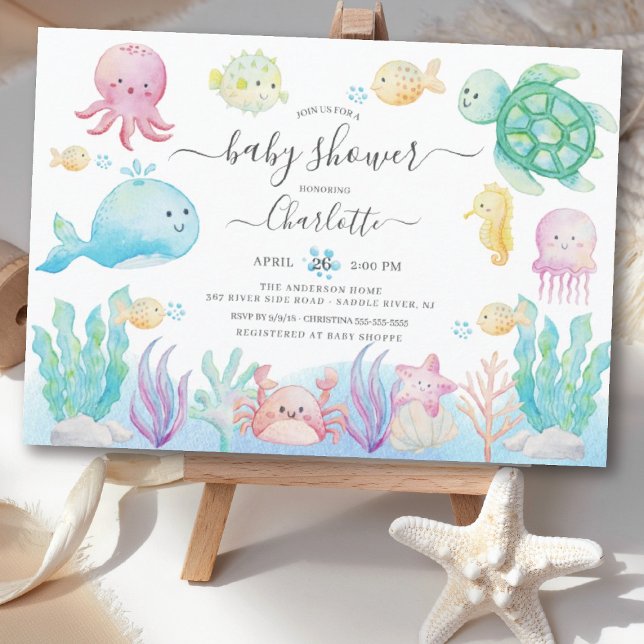 Åh Baby under Sea Baby Shower Inbjudningar (Skapare uppladdad)