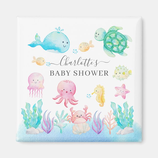 Åh Baby under Sea Baby Shower Magnet (Framsidan)