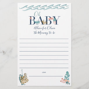 Åh Baby under Sea Baby Shower Parent Advice Flygblad