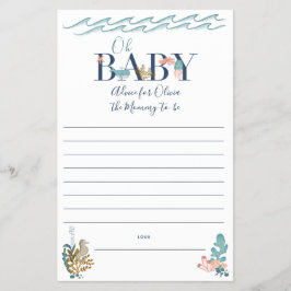 Åh Baby under Sea Baby Shower Parent Advice Flygblad