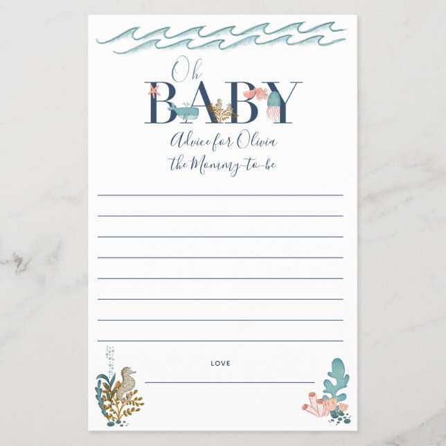 Åh Baby under Sea Baby Shower Parent Advice Flygblad (Framsidan)