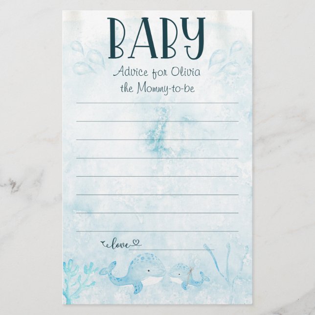 Åh Baby under Sea Baby Shower Parent Advice Flygblad (Framsidan)