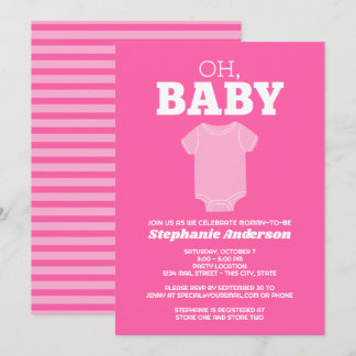 Åh Baby - Whimsical T-shirt Pastell Rosa Bebis Bab Inbjudningar